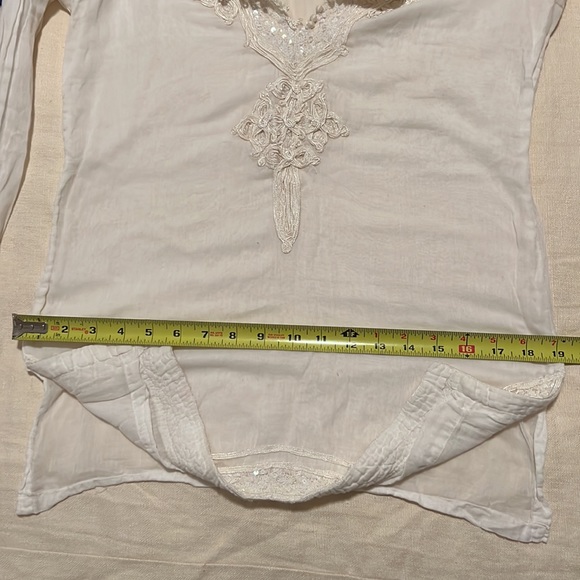 90s JULIET DUNN Moroccan hippy top cotton sequins London Vintage travel white - Picture 17 of 17